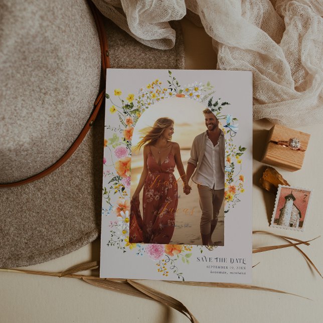 Mittsommer | Romantisches Herbst-Florals-Foto Save The Date (Von Creator hochgeladen)