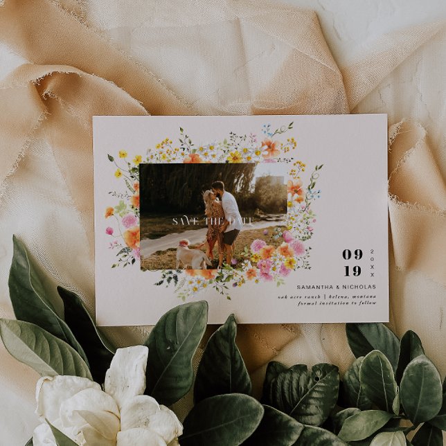 Mittsommer | Romantisches Herbst-Florals-Foto Save The Date (Von Creator hochgeladen)