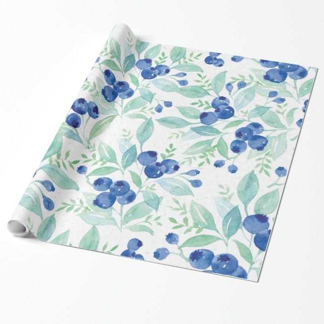 Mittsommer Rustic Blueberry Berry Summer Pattern Geschenkpapier (Ungerollt)