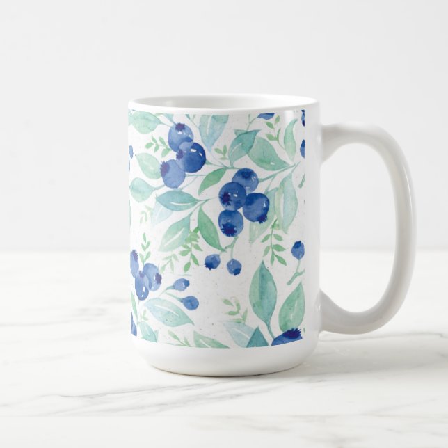 Mittsommer Rustic Blueberry Berry Summer Pattern Tasse (Rechts)