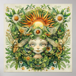 Mittsommer Sun Fairies Nordic Art Print Poster
