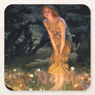 „Mittsommerabend“ von Edward Robert Hughes Rechteckiger Pappuntersetzer