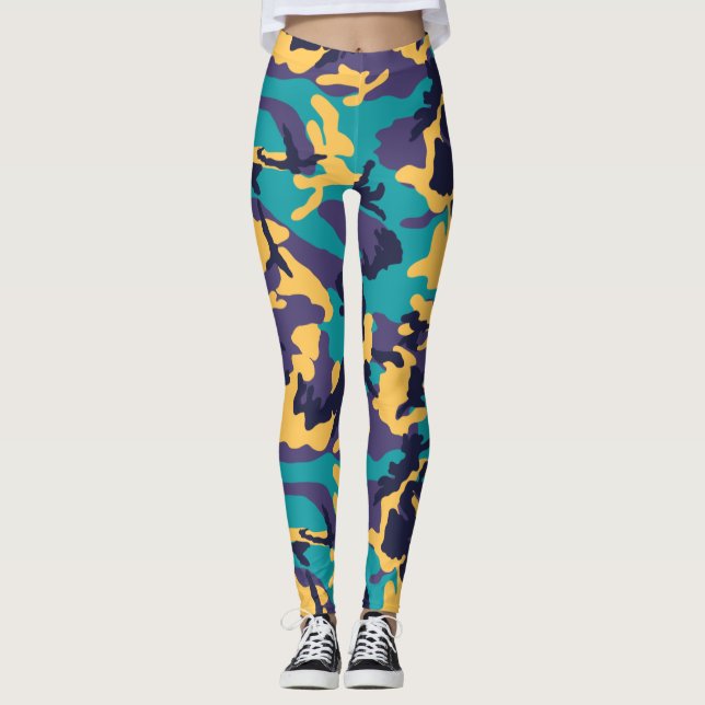 Mittsommerliche Camouflage Muster Leggings (Vorderseite)