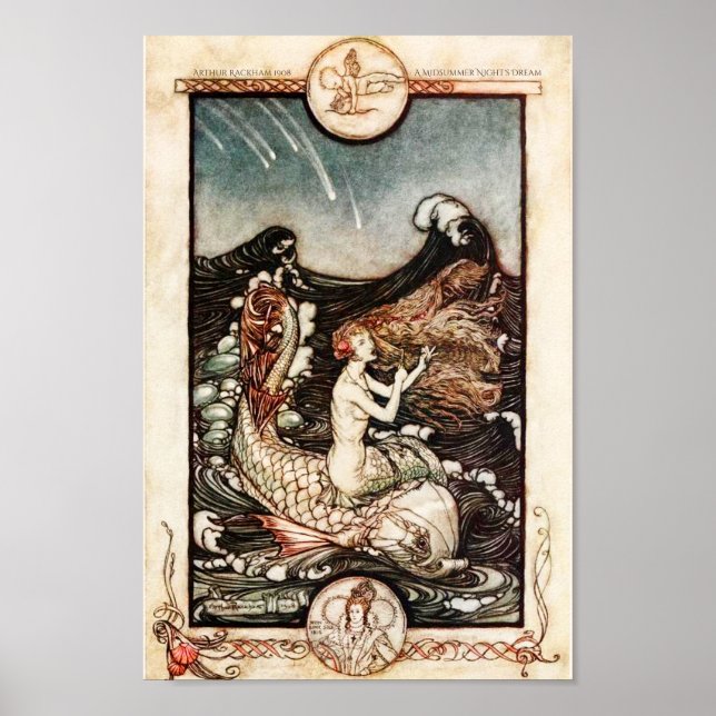 Mittsommernacht der Traum der Mermaids Arthur Rack Poster (Vorne)