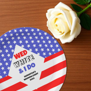 Mittwoch, Weiß & ich mache patriotische Hochzeitsv Pappteller