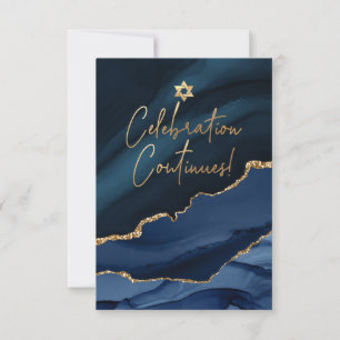 ✡ Mitzvah-Feier! Wasserfarbe Achat Schieferblau RSVP Karte