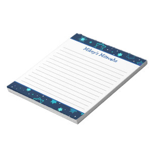 Mitzvah Notepad - Dark Blue Star von David Notizblock