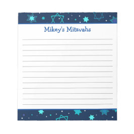 Mitzvah Notepad - Dark Blue Star von David Notizblock