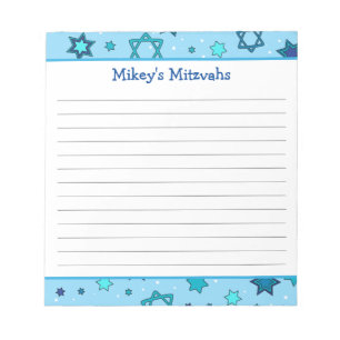 Mitzvah Notepad - Light Blue Star von David Notizblock