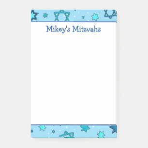 Mitzvah Notes - Light Blue Star von David Post-it Klebezettel