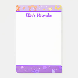 Mitzvah Notes - Lila Star von David Post-it Klebezettel