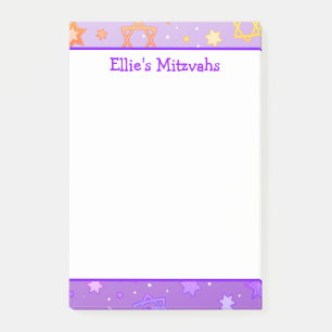 Mitzvah Notes - Lila Star von David Post-it Klebezettel