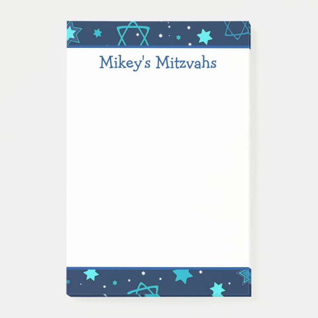 Mitzwa-Notizen - Blauer Davidstern  Post-it Klebezettel (Vorderseite)