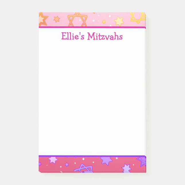 Mitzwa-Notizen - Rosa Davidstern  Post-it Klebezettel (Vorderseite)