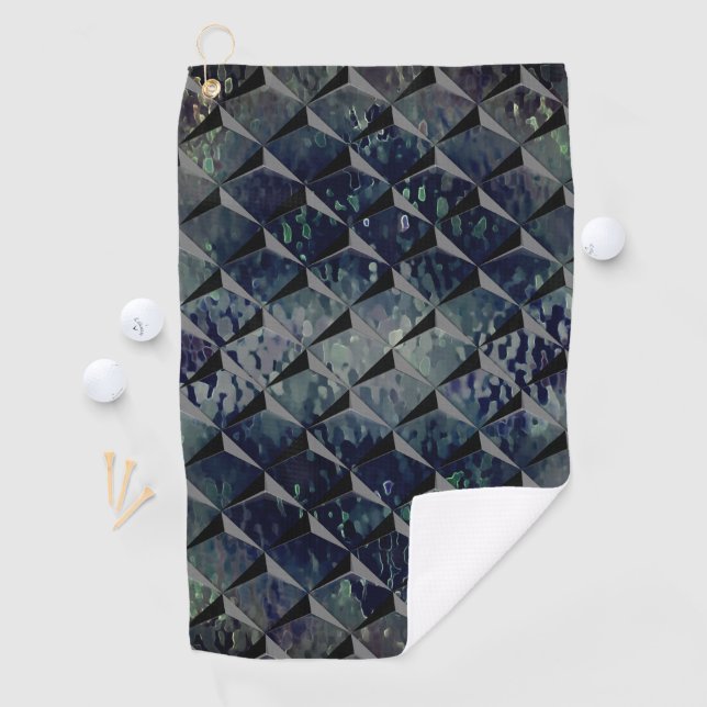 Mix 3D Quadrate mit Hammerglas mit Hintergrund T Golfhandtuch (Insitu)