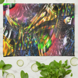 Mix aus bunten virtuellen Kunstwerken, inspiriert  Geschirrtuch