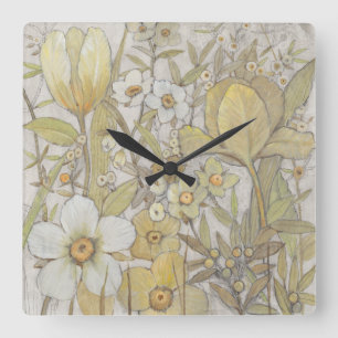 Mix Floral Quadratische Wanduhr