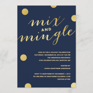 MIX & MINGLE GOLD PUNKTE FEIERTAGS-PARTYEINLADUN EINLADUNG