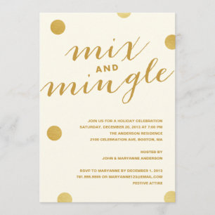 MIX & MINGLE GOLD PUNKTE FEIERTAGS-PARTYEINLADUN EINLADUNG