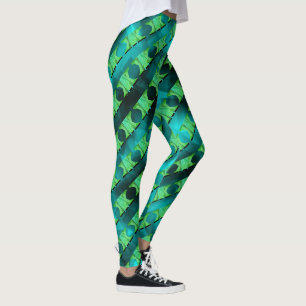 Mix rapport geometrisch, Streifen grün, schwarz, b Leggings