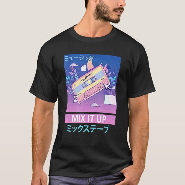 Mix Tape Retro 80s Japanese Otaku Aesthetic Vaporw T-Shirt (Vorderseite)