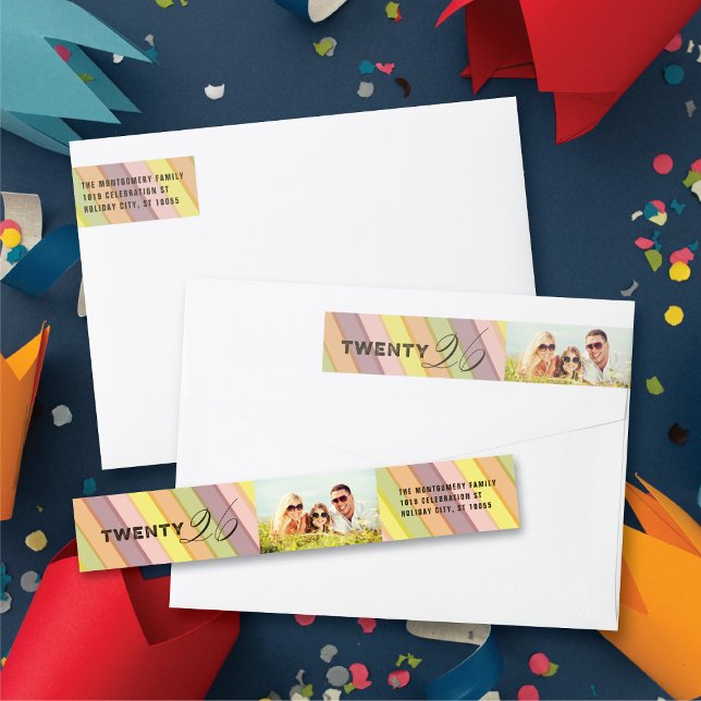 Mix Typografie 2026 Einfaches Neujahrsfest-Foto (Mix Typography 2026 Simple Modern New Year Photo Wrap Around Label @ fat_fa_tin)