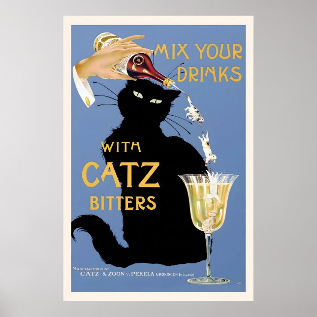 Mix Your Drinks with Catz Bitters Vintage Poster (Vorne)