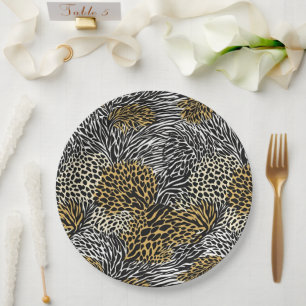 Mixed Animal Print Zebra Leopard Tiger Mixed Print Pappteller