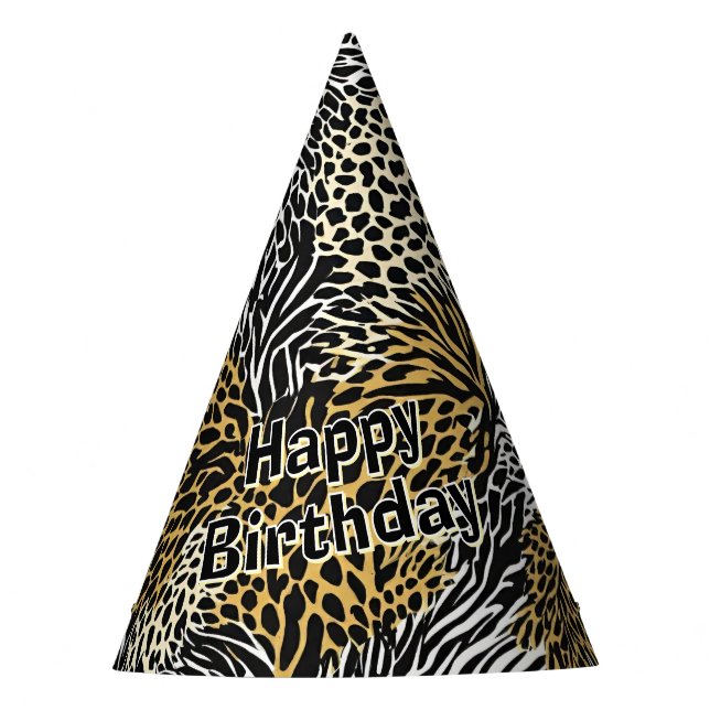 Mixed Animal Print Zebra Leopard Tiger Mixed Print Partyhütchen (Vorderseite)