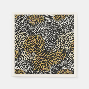 Mixed Animal Print Zebra Leopard Tiger Mixed Print Serviette