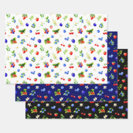 Mixed Berries Pattern Geschenkpapier Set