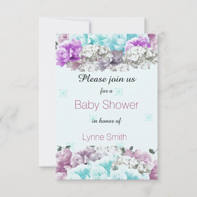 Mixed Bouquet Baby Dusche Einladung (Vorderseite)
