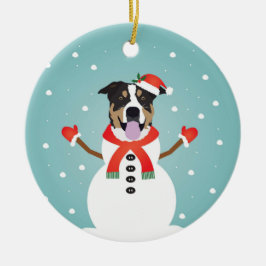 Mixed Dog Christmas Snowman Keramik Ornament