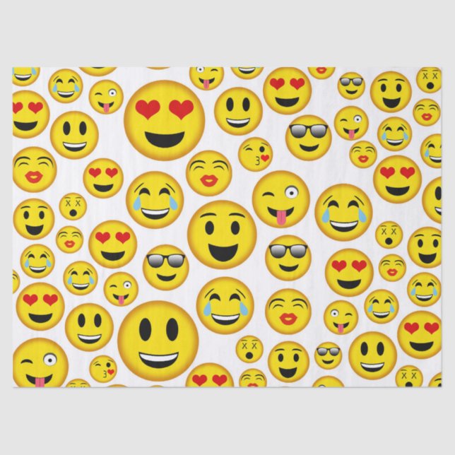 Mixed Emoji-Muster Spaß-Party Seidenpapier (Vorderseite)