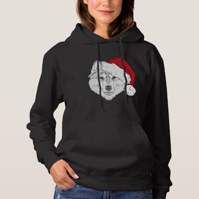 Mixed Eyes Santa Husky Hoodie (Vorderseite)