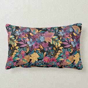 Mixed Fall Floral Blätter Berry Watercolor Muster Lendenkissen
