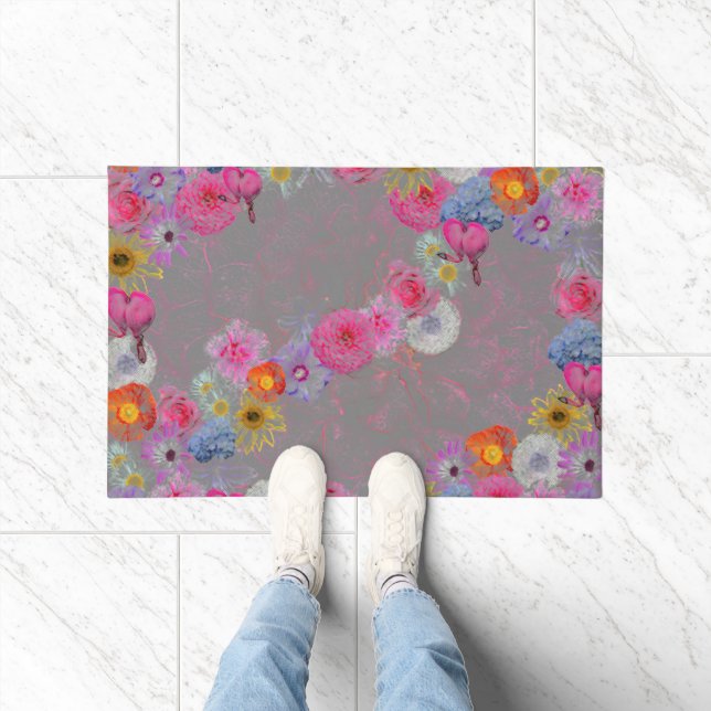 Mixed flowers in modern art fußmatte (Indoor)
