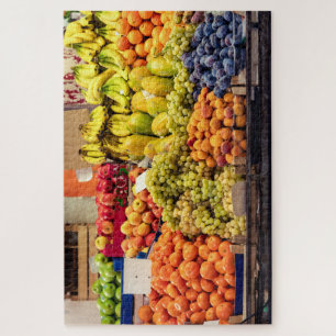 Mixed fruit for sale in a Tuscan food market Apron Puzzle