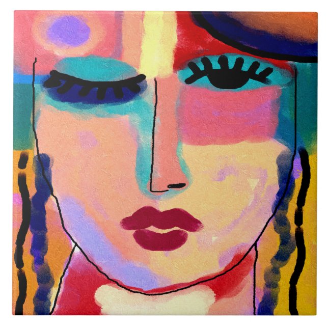 Mixed Gefühle Abstrakte digitale Malerei Fliese (Vorderseite)