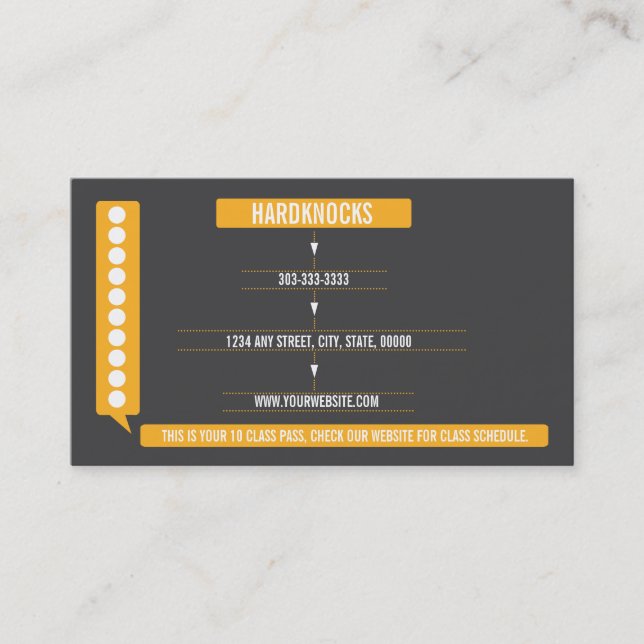 Mixed Martial Art Business Card 10 Class Pass Card Treuekarte (Vorderseite)