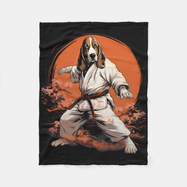 Mixed Martial Arts Bet Hound Dog Karate Fleecedecke (Vorderseite)