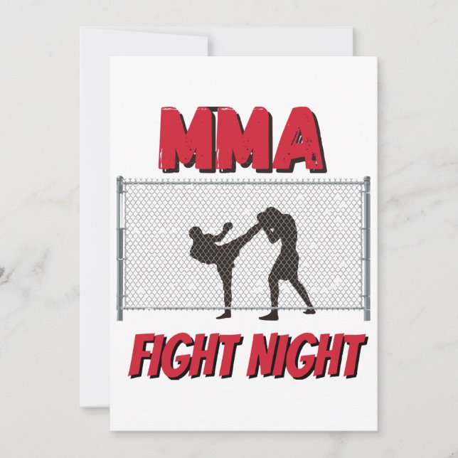MIXED MARTIAL ARTS Fight Night Text und Silhouette Einladung (Vorderseite)