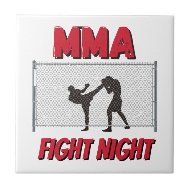 MIXED MARTIAL ARTS Fight Night Text und Silhouette Fliese (Vorderseite)