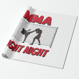 MIXED MARTIAL ARTS Fight Night Text und Silhouette Geschenkpapier