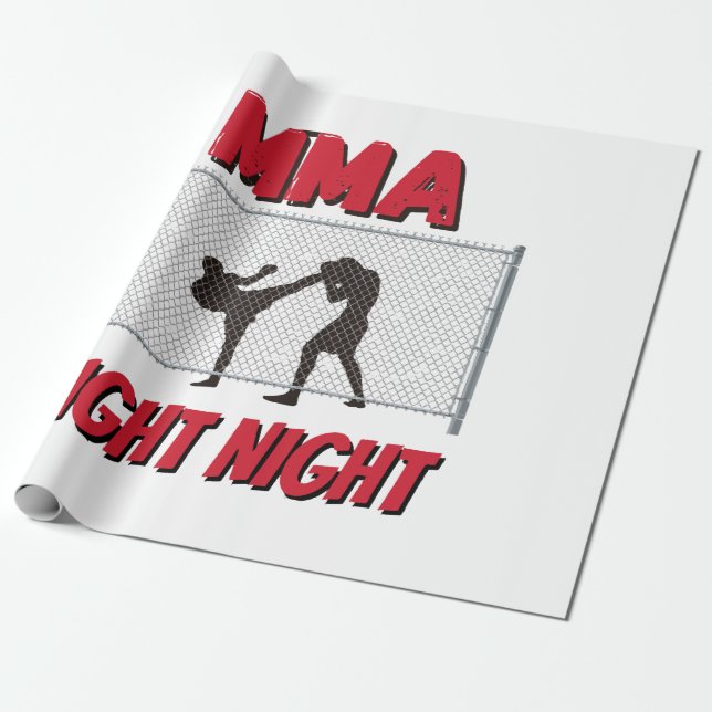 MIXED MARTIAL ARTS Fight Night Text und Silhouette Geschenkpapier (Ungerollt)