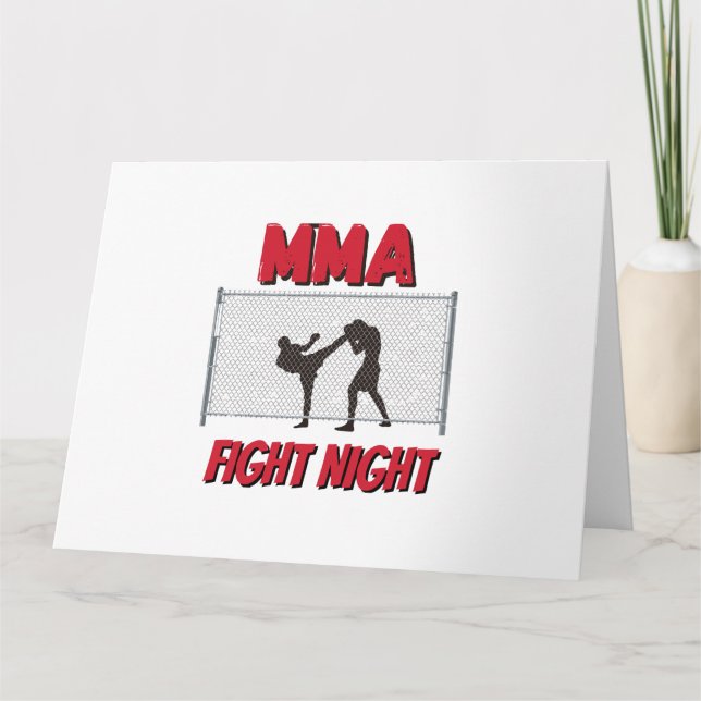 MIXED MARTIAL ARTS Fight Night Text und Silhouette Karte (Vorderseite)