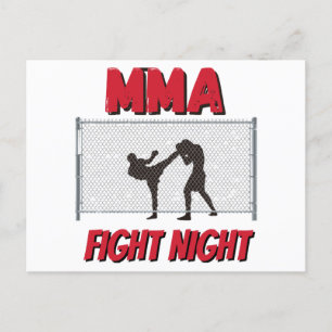 MIXED MARTIAL ARTS Fight Night Text und Silhouette Postkarte