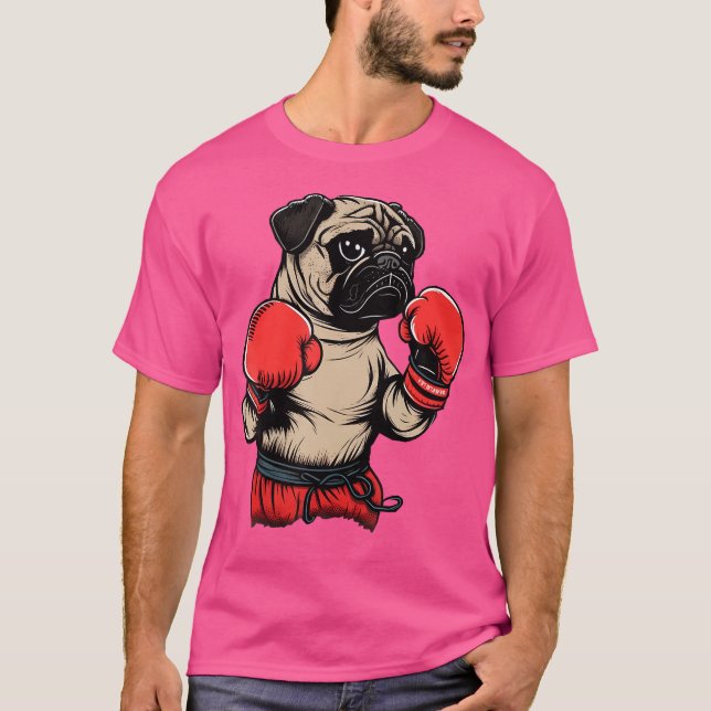 Mixed Martial Arts Kickboxer Mops Dog Boxhandschuh T-Shirt (Vorderseite)