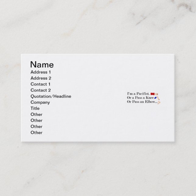 MIXED MARTIAL ARTS Pacifist Spaß Design Visitenkarte (Vorderseite)