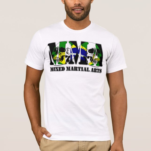 MIXED MARTIAL ARTS Schädel-Brasilien-Flagge T-Shirt (Vorderseite)